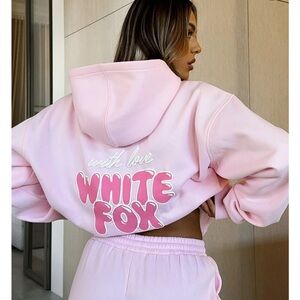 White Fox Hoodie and Sweatpants set for Women